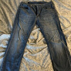 Levi's 505 Mens 33x30 Blue Regular Fit Straight Leg Medium Wash Cotton Denim Zip